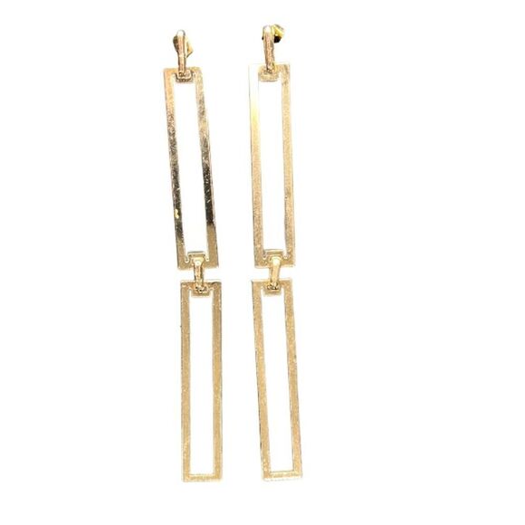 Gold Link Pierced Earrings New - Picture 2 of 4